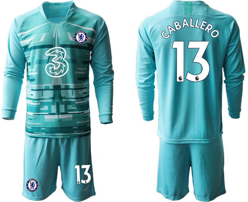 Men 2020-2021 club Chelsea lake blue long sleeve goalkeeper #13 Soccer Jerseys1